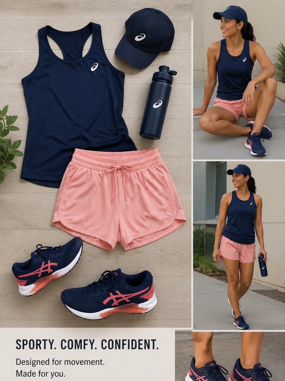 Asics Navy Blue and Pink Women's Running Shoes Size 9.5